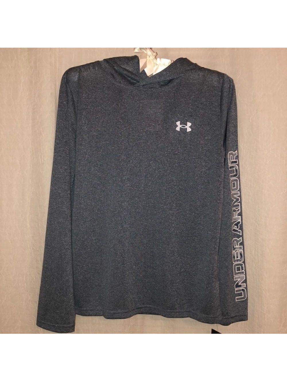 Under Armour L Heather Blue Gray Long Sleeve Active Hoodie